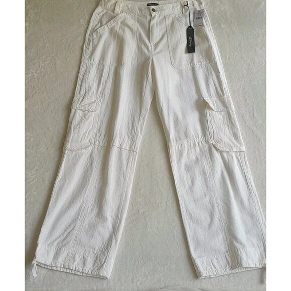New Unionbay Size 10 Colin Cargo Wide Leg Cotton Vacation Casual Pants White - Picture 1 of 16